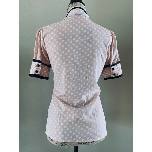 VINTAGE PolkaDot Tie Neck Blouse - Picture 2 of 7